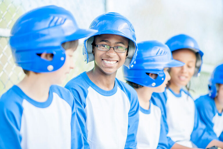 Kids playing baseball
