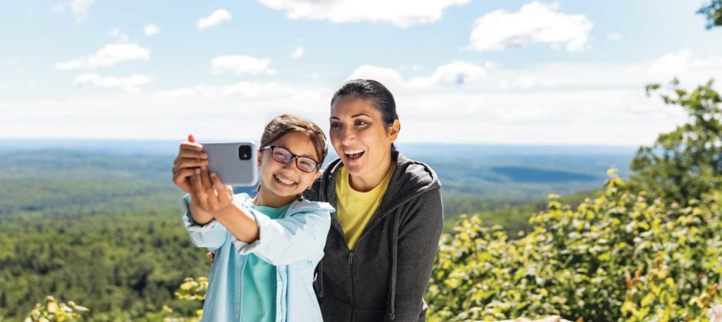 Woman and girl taking a selfie